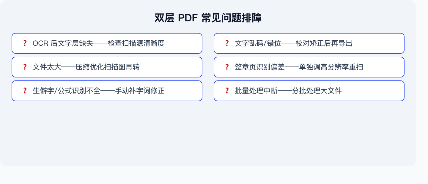 双层PDF常见问题排障